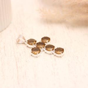 Smoky Quartz Cross Pendant 925 Sterling Silver Natural Brown Gemstone <b>Necklace</b> Handmade Jewelry - Product Image 2