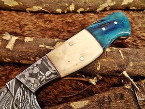 Couteau de survie en acier Damas de qualité industrielle, manche en bois, personnalisable OEM, pour camping et chasse en extérieur, lames fixes - Product Image 2