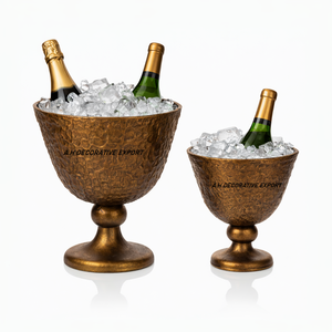 Modern Antique <b>Gold</b> Aluminum <b>Ice</b> <b>Bucket</b> Stand | Premium for Wine Cooler Floral Pattern 3L Capacity for Hotels Restaurants - Product Image 5