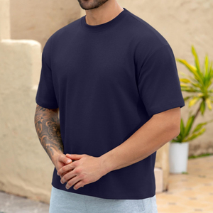T-shirt Homme Oversize en Mélange de Coton Doux, Léger, Confortable, Coupe Décontractée, Col Ringer, Respirant, Décontracté Quotidien, Personnalisable OEM - Product Image 4