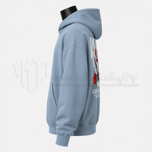 Sweat-shirt à capuche bleu clair pour homme, coupe classique, imprimé motif rose, streetwear décontracté, pull-over - Product Image 4