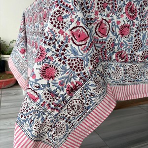 Hot Sales 100% Cotton Magic Blue <b>Rectangle</b> <b>Tablecloth</b> Handmade Block Print Dinning Stain Wrinkle Resistant for Outdoor Summer - Product Image 3