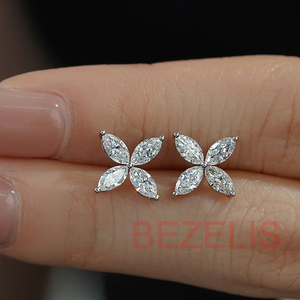 Pendientes de Diamantes Creados en Laboratorio, Corte Marquesa, Joyería Clásica de Lujo, Joyería Fina, Regalo Nupcial, Accesorio de Lujo - Product Image 3