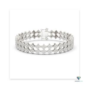 5.12 CT White <b>Gold</b> Round Lab Grown Diamond Bracelet in 18K <b>Solid</b> <b>Gold</b>, Geometric Cluster Link Statement Bracelet - Product Image 6