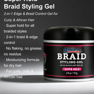 Private Label 4oz Super Hold <b>Braid</b> Styling Gel <b>Long</b> Lasting Frizz-Free Edge Tamer for Strong Hold Curly Hair - Product Image 2