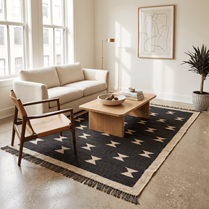 Alfombra de Yute Tejida a Mano con Rayas Negras de 10' x 14' para Sala de Estar, Estilo Contemporáneo, Rústico y Loft Urbano - Product Image 5