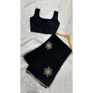 Sari de diseñador con bordado Zari para fiestas y clubes - Product Image 4