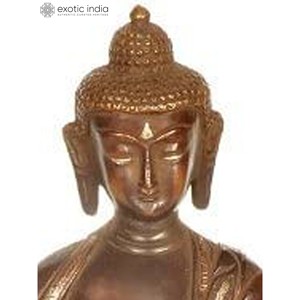Escultura de latón hecha a mano de 8 pulgadas, propósito estético budista cumplido para regalar hecho en La India - Product Image 3