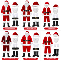 Weihnachtsmann-Kostümset Komplettes Weihnachtsoutfit mit Rotem Samtmantel, Hose, Passender Mütze, Gürtel, Bart, Handschuhen und Feiertagszubehör