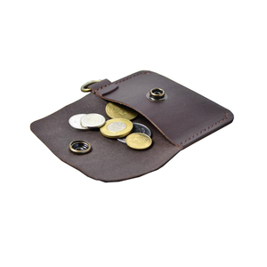 Leather <b>Mini</b> Coin Holder <b>Pouch</b> Snap Closure Compact Change Holder Unisex Minimalist Style with Metal Ring - Product Image 3