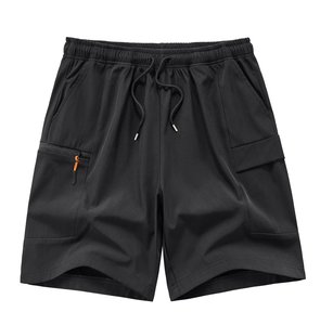 Shorts cargo pour hommes, couleur unie, séchage rapide, polyester, élasthanne, cordon de serrage avec taille élastique et plusieurs poches, shorts bermuda décontractés - Product Image 4
