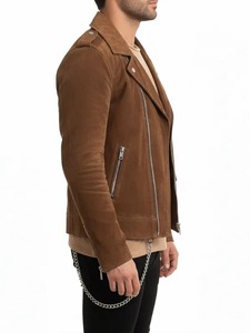 Mens Brown <b>Suede</b> Biker <b>Jacket</b> - Product Image 3