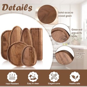Plateaux de service ovales en teck de qualité supérieure, vente en gros |   Fabriqué à la main à Moradabad - Product Image 3