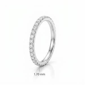 Bague de promesse minimaliste en diamant, argent sterling 925, or massif 10K 14K 18K, diamant rond de laboratoire de 1,70 mm, alliance éternelle complète - Product Image 1