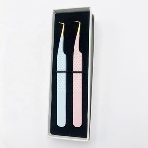 Meilleure vente de pince à épiler personnalisée en acier inoxydable solide enduit de poudre et or à 90 degrés avec prise en diamant - Product Image 2