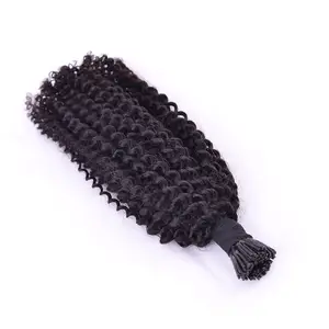 Indian Human Virgin Hair Kinky Curly Micro Rings I Tips Hair Extensions Factory Wholesale Hair Extensions & Wigs Free Sample Hai