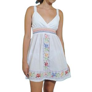 Vestido Corto de Algodón Puro Bordado con Flores Blancas Atemporales para Mujer - Product Image 5