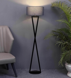 Luxury <b>grey</b> metal shade club <b>floor</b> <b>lamp</b> with metal base oem odm low moq factory price wholesale bulk supply - Product Image 6