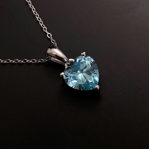 Collar de Plata de Ley con Corazón de Aguamarina, Piedra de Nacimiento de Marzo, Regalo de Cumpleaños, Navidad, 10.º Aniversario para Mujer - Product Image 4