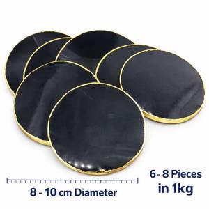Natural Black <b>Agate</b> <b>Coaster</b> Gold Edge Polished Stone Round Plate Crystal <b>Coaster</b> Home Decor Gift Wholesale Supplier Manufacturer - Product Image 2