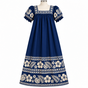 Vestidos Mumu Estampados Elegantes para Mujer, Vestido Mumu de Manga Corta, Estilo Urbano, Cintura Natural, Midi, Personalizable - Product Image 4
