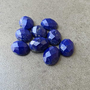 Pierre précieuse naturelle Lapis Lazuli, taille carrée, dos plat, ovale calibrée, qualité AAA+, pour bijoux - Product Image 6