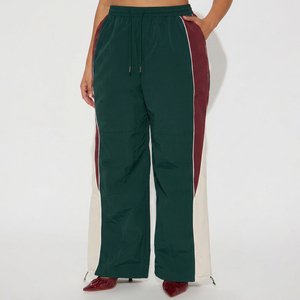 Pantalon de jogging large de qualité export, taille haute, couleur unie, coupe ample sportive, longueur intégrale, fermeture à cordon, 100 % polyester - Product Image 1
