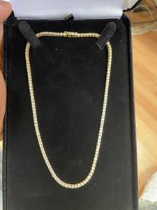 Magnifique Collier Chaîne Tennis en Diamants Taille Brillant VS1, Plaqué Platine, Or Massif 14 carats, Sertissage Griffe, Cadeau de Fiançailles - Product Image 4