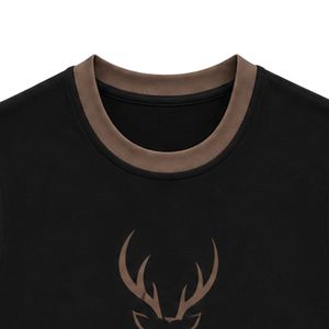 Débardeur sans manches noir et marron avec imprimé cerf en relief, gilet décontracté en coton pour homme, col rond, mode streetwear personnalisée - Product Image 5