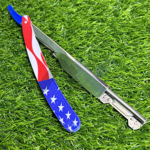 Navajas de Afeitar al por Mayor OEM Personalizadas para Hombre, Navaja Plegable con Diseño de Bandera Americana, Herramienta de Afeitado con Bloqueo Deslizante - Product Image 5