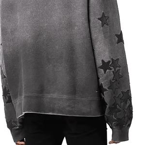 Sudaderas con Lavado Ácido de Alta Calidad y Estilo para Hombre, Nuevo Diseño con Parches de Estrellas, Sudadera con Lavado Ácido para Hombre, Sudaderas de Moda Urbana al por Mayor para Hombre - Product Image 6