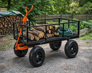 Carretilla de Jardín con Capacidad para 1200 lb, Vagón Utilitario con Laterales de Malla Extraíbles, Carretilla de Acero Resistente para Jardín con Neumáticos, ODGGAD011 - Product Image 1