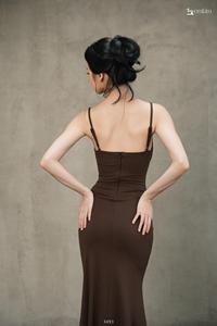 Wholesale Women's Lace-Trim <b>Spaghetti</b> <b>Strap</b> Mermaid <b>Midi</b> <b>Dress</b> ET3493 - Product Image 6