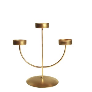 Support de bougie à 3 têtes en métal doré de qualité supérieure pour centre de table, décoration intérieure, bougeoir, prix le plus bas - Product Image 1