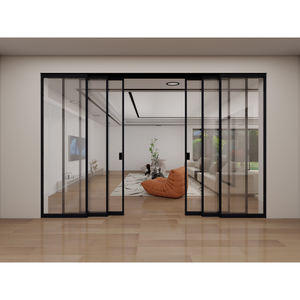 Personnalisable Contemporain <span class=keywords><strong>3</strong></span>-Panneau Lien Caché Suspendu <span class=keywords><strong>Rail</strong></span> Cloison <span class=keywords><strong>Portes</strong></span> Cuisine Salon Grande Ouverture <span class=keywords><strong>Portes</strong></span> Coulissantes - Product Image 2