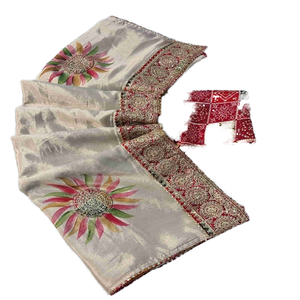 Chinon de qualité supérieure avec des paillettes travail Saree femme fabricant de mode de Surat au taux le plus bas - Product Image 1