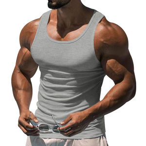 Camiseta sin mangas de algodón pesado con logo personalizado para hombre, estilo ribbed, para gimnasio, fitness, running y entrenamiento deportivo. - Product Image 5