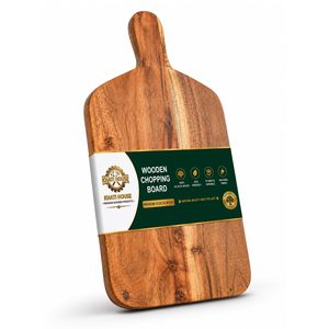 KHATI <b>HOUSE</b> Wooden Chopping Board Acacia Wood Rectangle Natural Finish Durable Eco Friendly Single Piece Package - Product Image 1