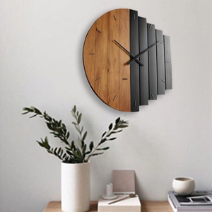 Nordic Minimalist Wood <b>Wall</b> <b>Clock</b> <b>Modern</b> 3D Geometric <b>Wall</b> <b>Clock</b> Silent Quartz <b>Clock</b> Living Room Office Decor Wooden <b>Wall</b> <b>Clock</b> - Product Image 3
