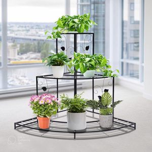 Support à plantes à 3 niveaux fait main, en métal, autoportant, pour pots de fleurs, étagère de présentation pour plantes d'intérieur et d'extérieur, décoration moderne pour la maison et le jardin - Product Image 1