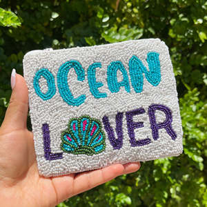 Pochette perlée à la main pour amoureux de l'océan, petit motif coquillage, pochette zippée, porte-monnaie à sequins, sac brodé personnalisé, cadeau tendance pour fête et voyage - Product Image 2