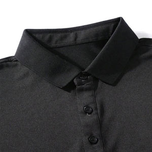 Polo de Piqué Negro para Hombre, Corte Ajustado, Manga Corta, Color Sólido, Estilo Casual - Product Image 6