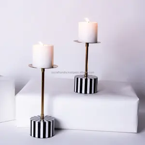 Best Selling Luxury Gold Metal Bone Inlay Candle Holder Sustainable Home Decoration for New Year <b>Christmas</b> Diwali Weddings India - Product Image 2