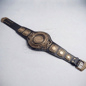 Ceinture de championnat de lutte en cuir doré avec logo central personnalisé, design détaillé, sangle ajustable taille haute pour événements sportifs - Product Image 2