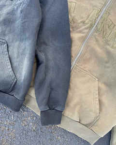 Sweats à capuche zippés vintage en détresse de luxe veste unisexe délavée au soleil simple broderie appliques sweat-shirt lavé à la pierre - Product Image 4