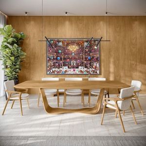 Juego de Comedor Curvo de Teca Estilo Escandinavo, Muebles Modernos de Madera Maciza con Sillas Tapizadas para Interiores de Lujo - Product Image 2