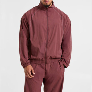 <b>Men</b>’s Custom Made Windbreaker Tracksuit Set Solid Color Polyester/Nylon Stand Collar <b>Jacket</b> With Pockets Heavyweight Tracksuit - Product Image 3