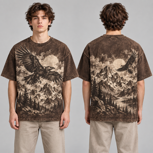 เสื้อยืดลายกราฟิกสไตล์ Y2K ล้างสีแบบแอซิด ทรงโอเวอร์ไซส์ สีดำ พิมพ์ลายด้านหน้า รับผลิตแบบ OEM ODM สั่งซื้อจำนวนมาก โรงงานผลิต รับออกแบบลายตามสั่ง คอกลม - Product Image 2