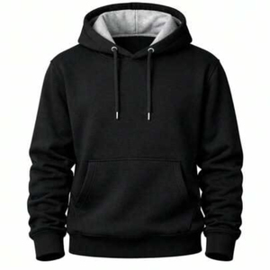 Sweat à capuche classique pour homme, poids lourd, avec poche kangourou, noir, fabriqué sur mesure, fabricant de sweats en molleton du Bangladesh - Product Image 1