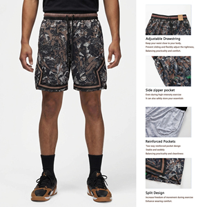 Pantalones Cortos de Baloncesto Tejidos Estampados para Hombre, Transpirables, de Secado Rápido, con Cordón Ajustable, Cintura Media, para Gimnasio, Correr y Uso Casual - Product Image 2
